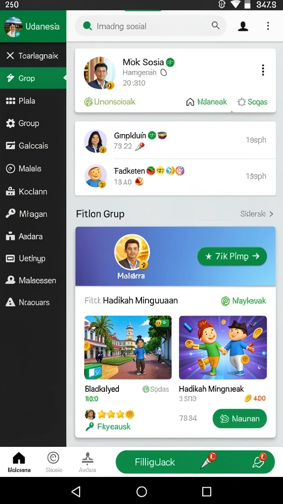 Fitur komunitas untuk interaksi dengan pemain lain.