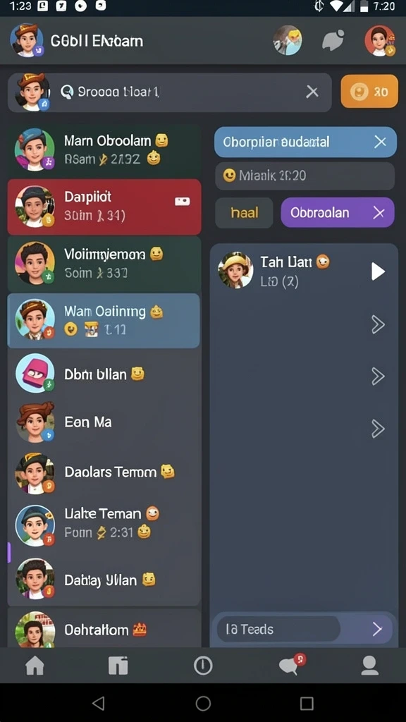 Screenshot menu utama RICH7 dengan tema menarik.